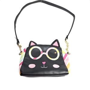 Betsy Johnson Luv Kitty Shoulder/Crossover Kitty Cat Rainbow Purse * Minor Flaws